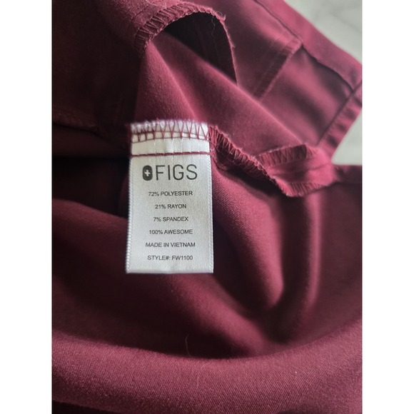 Figs Technical Collection Scrub Top Burgundy 2 Pocket Women's Size‎ S PO#1645 - Picture 7 of 8